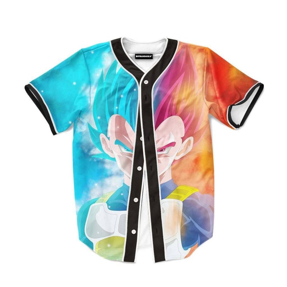 09 DBZ Vegeta Super Saiyan God Blue SSGSS Baseball Jersey 1 - Anime Jersey Store