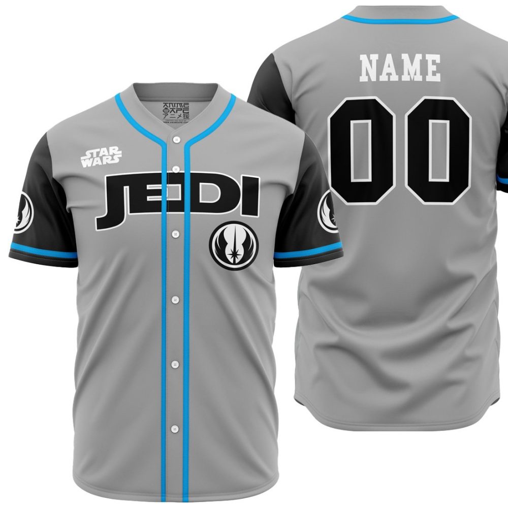 Personalized Jedi Skywalker SW AOP Baseball Jersey MAIN Mockup - Anime Jersey Store