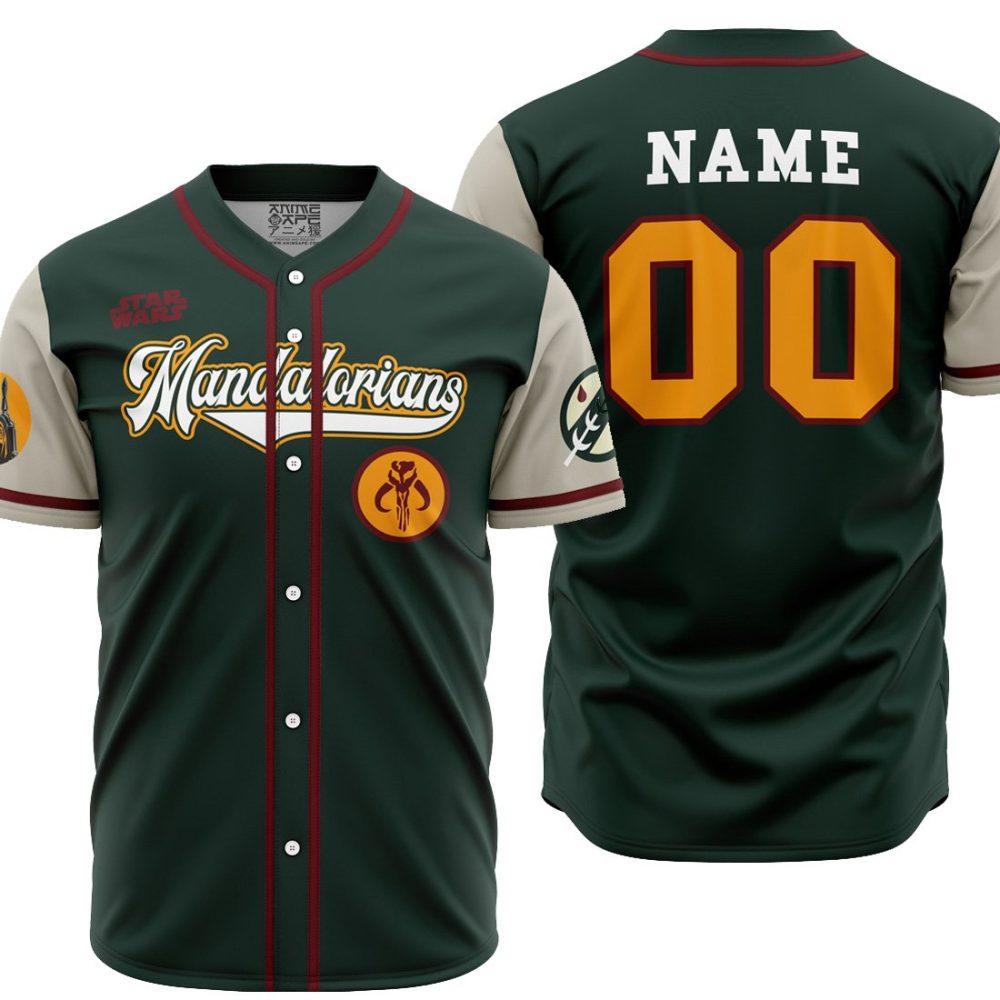 Personalized Mandalorians BF SW AOP Baseball Jersey MAIN Mockup - Anime Jersey Store