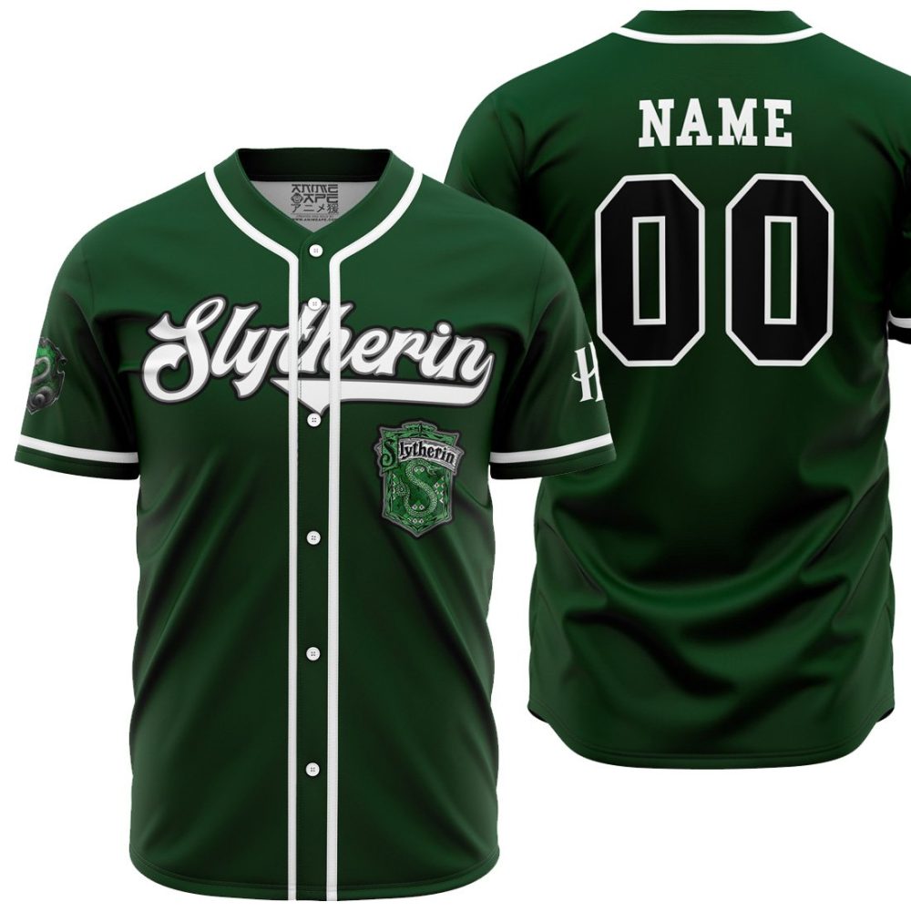 Personalized Slytherin HP AOP Baseball Jersey MAIN Mockup - Anime Jersey Store