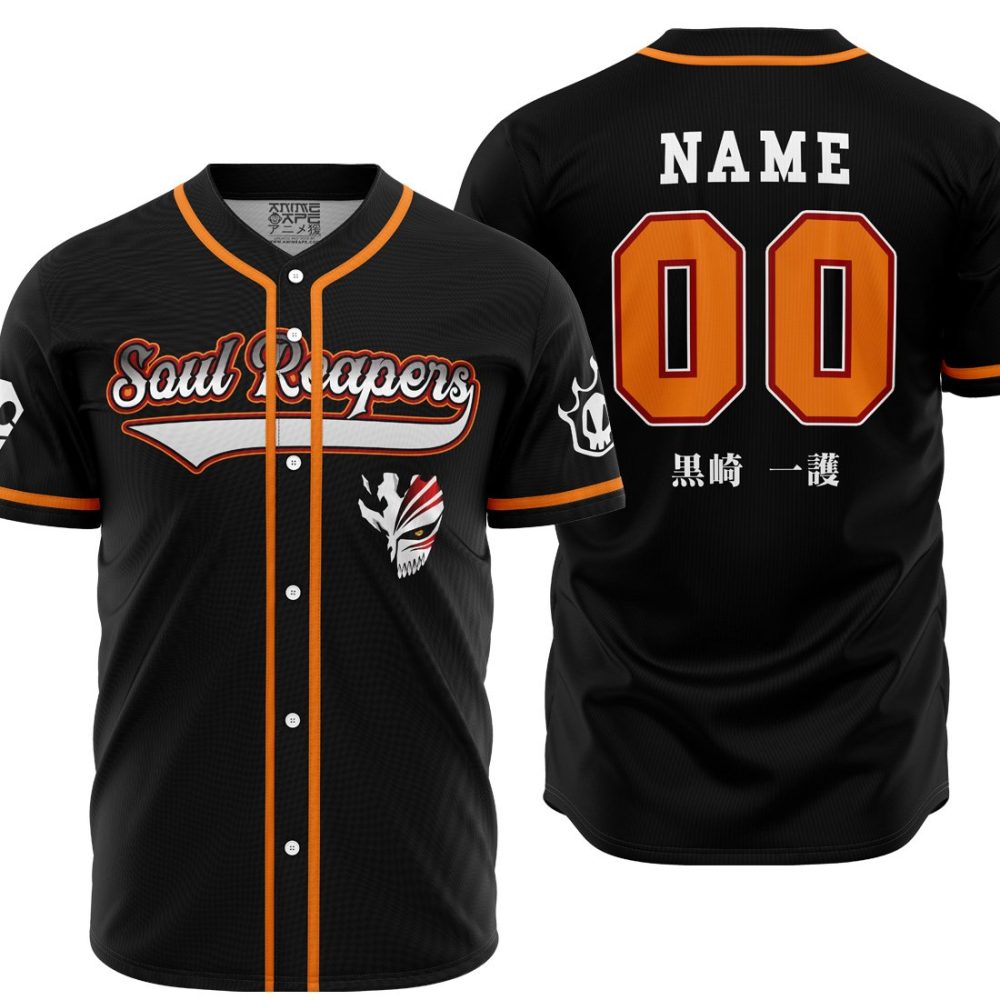 Personalized Soul Reaper Ichigo Bleach AOP Baseball Jersey MAIN Mockup - Anime Jersey Store