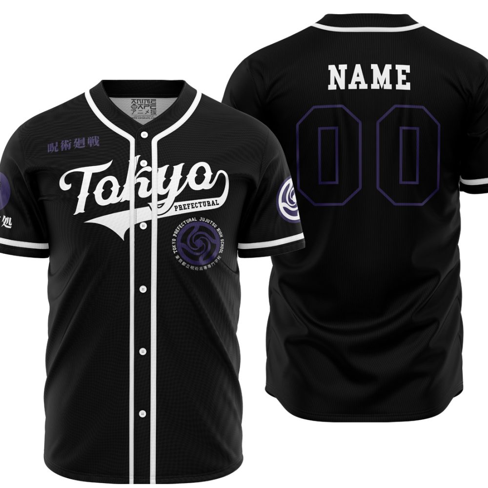 Personalized Tokyo Prefectural Gojo JK AOP Baseball Jersey MAIN Mockup - Anime Jersey Store