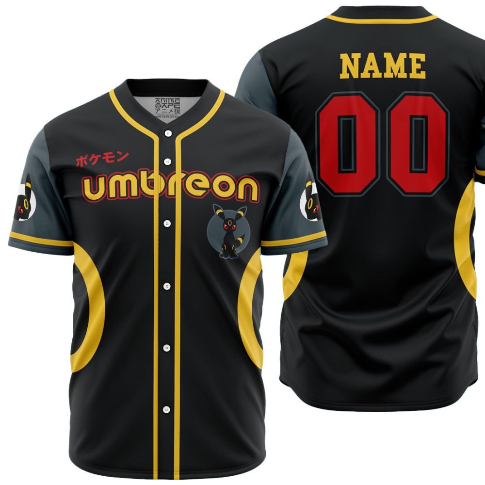 Personalized Umbreon Eeveelution P AOP Baseball Jersey MAIN Mockup - Anime Jersey Store