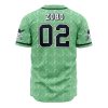 Straw Hats Zoro One Piece AOP Baseball Jersey BACK Mockup - Anime Jersey Store