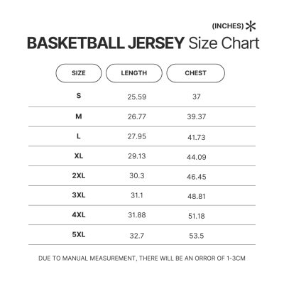 Basketball Jersey Size Chart - Anime Jersey Store