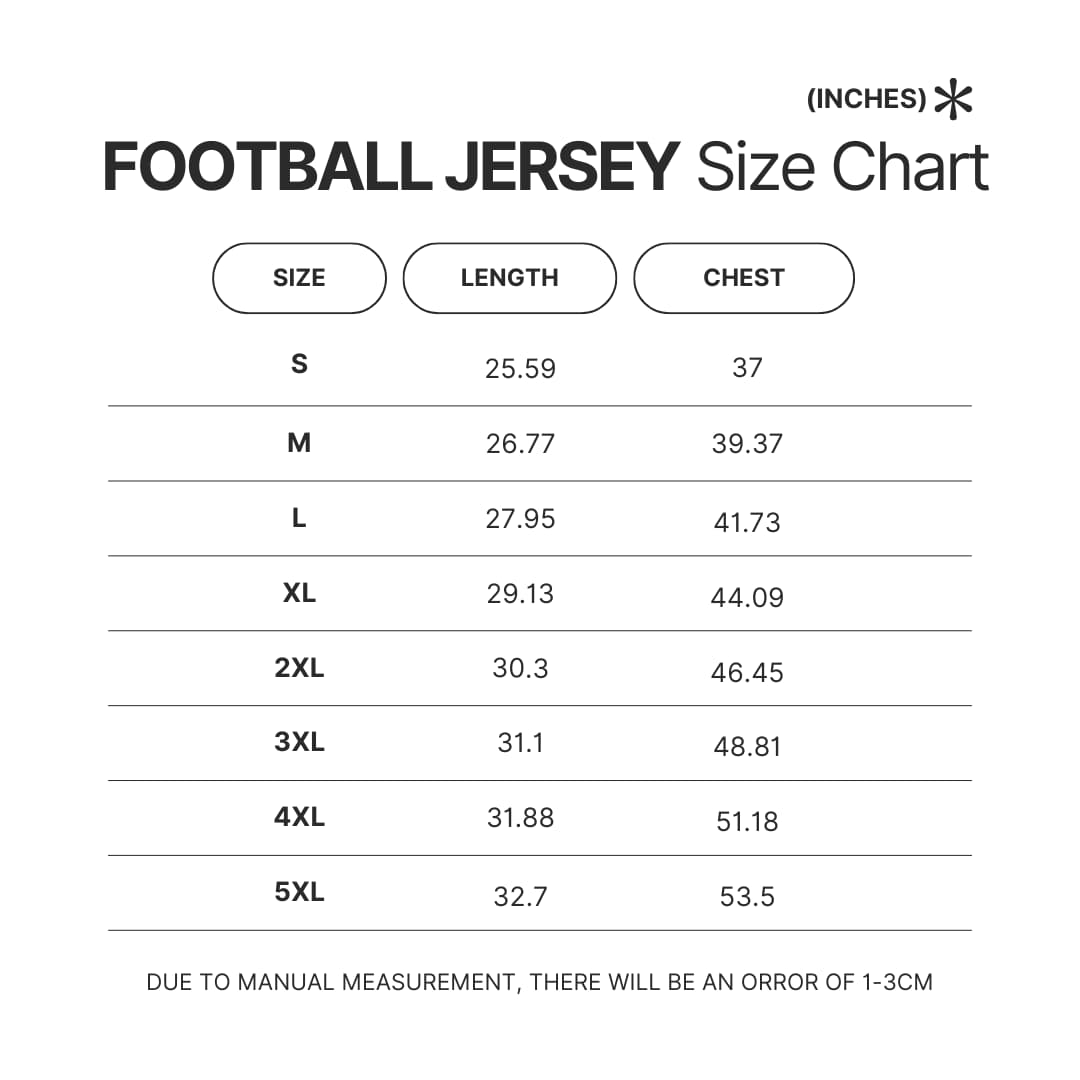 Football Jersey Size Chart - Anime Jersey Store