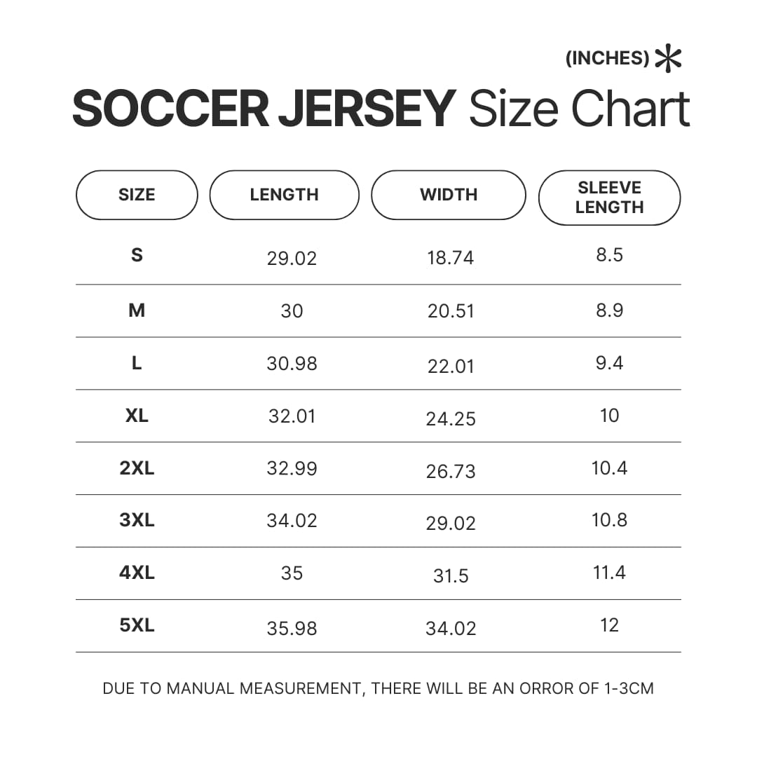 Soccer Jersey Size Chart - Anime Jersey Store