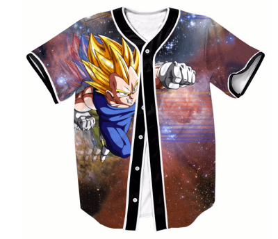 DBZ Super Saiyan Vegeta Space Galaxy Streetwear Hip Hop 3D Baseball Jersey - Anime Jersey Store