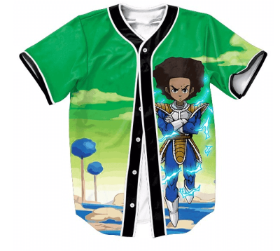 The Boondocks Huey Freeman Wearing Saiyan Armor Hip Hop Baseball Jersey - Anime Jersey Store